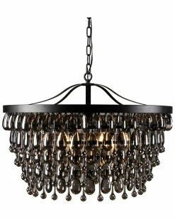 Kosas Home Larkin 7-Light Iron And Crystal Chandelier Ceiling Lighting